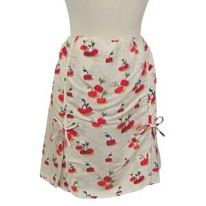 Farm Rio Cherry Linen Blend Skort Skirt with Shorts L NWT